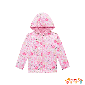 Jaqueta reversível em nylon e pelo carneirinho rosa Infanti
