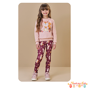 Conjunto de blusão em moletom com pelúcia e legging em termoskin peluciado Infanti
