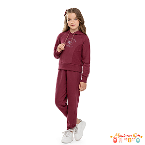 Conjunto de blusão com capuz e calça em moletom felpado e moletom Italy felpado Angerô