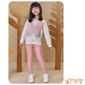 Conjunto de blusão em moletom com pelúcia e legging em molecotton Infanti