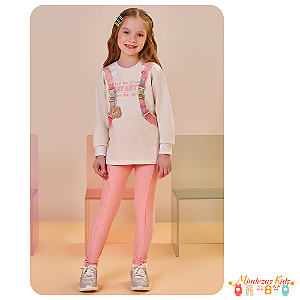 Conjunto de blusão em moletom e calça legging em moletwill Infanti