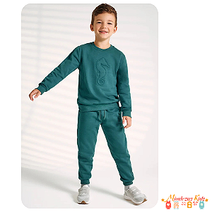 Conjunto infantil masculino de blusão e calça em moletom Onda Marinha