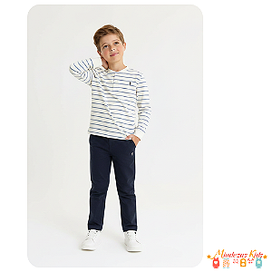 Conjunto infantil masculino de bata listrada e calça em moletinho Onda Marinha