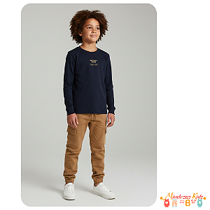 Conjunto infantil masculino de camiseta e calça em moletom Onda Marinha
