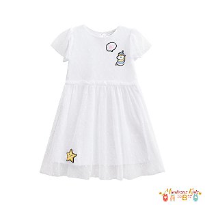 Vestido em tule branco Açucena blk23k