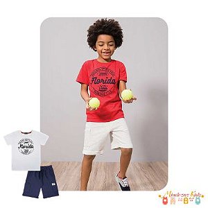 Conjunto Camiseta em meia malha e bermuda em moletom Luc.boo blk23k