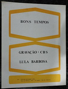PARTITURA PARA PIANO: BONS TEMPOS - Lula Barbosa e Ari Marcos