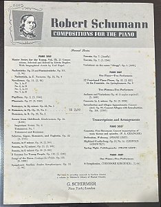 ROMANCE Opus 28 n° 2 - partitura para piano - Schumann (Schirmer)