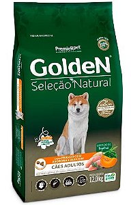 Ração Golden Seleção Natural Cães Adultos - Sabor Frango com Abóbora e Alecrim - 12kg