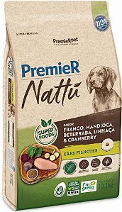 Ração Premier Nattu Cães Filhotes de Raças Médias e Grandes Sabor Mandioca