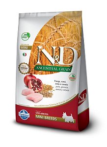 Ração N&D Ancestral Grain Cães Adultos de Raças Pequenas Sabor Frango e Romã