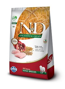 Ração N&D Ancestral Grain Cães Adultos Raças Grandes e Gigantes Sabor Frango & Romã