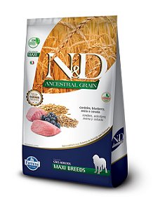 Ração N&D Ancestral Grain Cães Adultos Raças Grandes e Gigantes Sabor Cordeiro e Blueberry