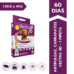 Antipulgas e Carrapatos Vectra 3D para Cães de 1,5kg a 4kg