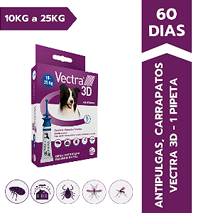 Antipulgas e Carrapatos Vectra 3D para Cães de 10kg a 25kg