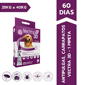 Antipulgas e Carrapatos Vectra 3D para Cães de 25kg a 40kg