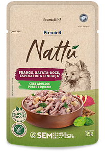 Ração Úmida Premier Nattu sabor Frango e Batata Doce 85g