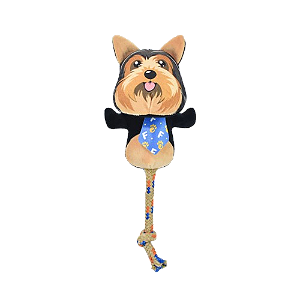 Brinquedo Cão Yorkshire de Pelúcia com Corda