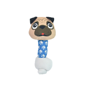 Brinquedo Ossinho Pug de Pelúcia