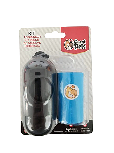 Kit Dispenser + 2 Refis Sacolas Higiênicas Great Pets Preto