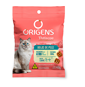 Petisco Origens Bola de Pelo Para Gatos Sabor Carne 40gr