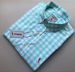 CAMISA MASC. XADREZ GIGANTE VERDE ÁGUA