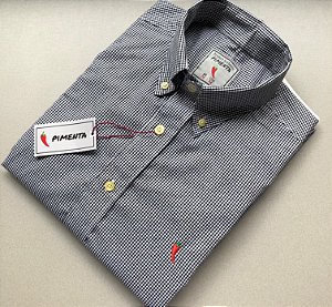 CAMISA MASC. MICRO XADREZ PRETO
