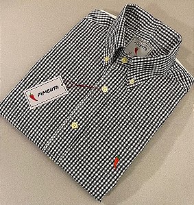 CAMISA MASC. XADREZ MÉDIO PRETO