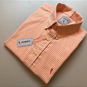 CAMISA MASC. XADREZ MÉDIO LARANJA