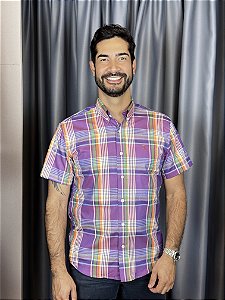 CAMISA XADREZ OXFORD ROXO