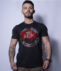 Camiseta Militar Magnata 100% Bacon 100% Freedom
