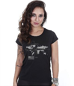 Camiseta Militar Baby Look Feminina Magnata 556 Nato American Guns