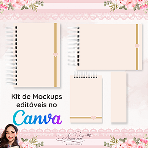 Arte Páginas extras para Caderneta e Mockups editáveis no Canva