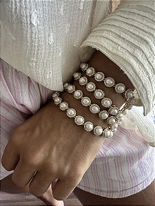 Pulseira Perolinhas Douradas