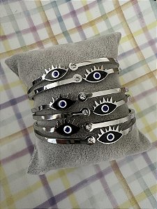 Pulseira Aço Olho Grego Preto