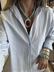 Colar Maxi Turquesa e Marsala