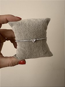 Pulseira Riviera Coração Ródio