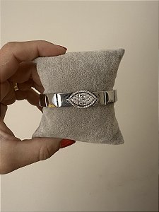Pulseira Malha Olho Grego Ródio