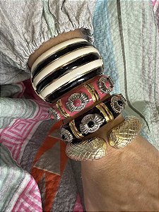 Pulseira Listrada Preto e Branco