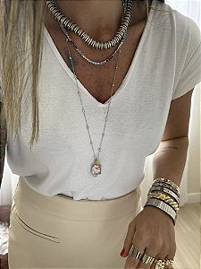 Colar Longo Ródio Branco