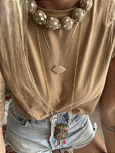 Colar Marrom Bolinhas