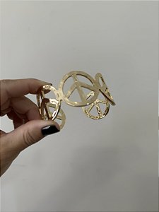 Bracelete Dourado Paz e Amor