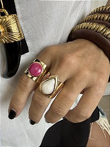 Anel Ajustável Resina Pink