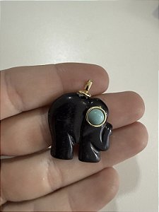 Pingente Elefante Pedra Preto
