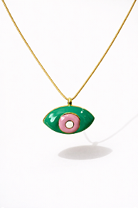 Colar Olho Verde e Rosa