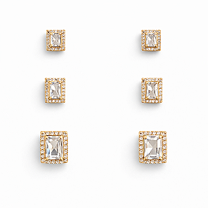 Trio de Brincos Joinha Cristal