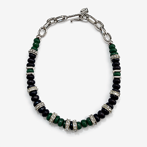 Colar Cristal Verde e Preto