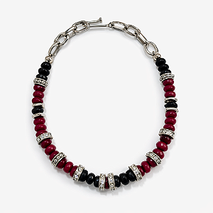 Colar Cristal Cereja e Preto