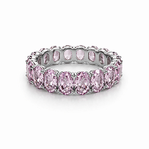 Anel Aliança Zircônias Rosinha