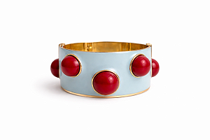 Pulseira Bolas Azul Claro e Marsala